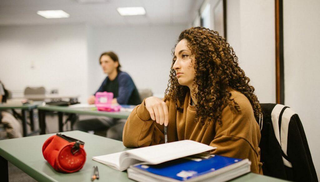 Student learning in lecture room