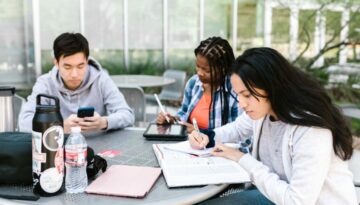 Students Working Outside